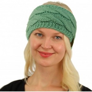 Cold Weather Headbands Winter Fuzzy Fleece Lined Thick Knitted Headband Headwrap Earwarmer - Solid Mint - CN18I4E9EWM $22.34
