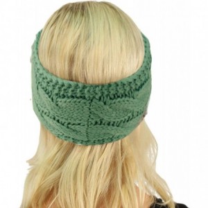 Cold Weather Headbands Winter Fuzzy Fleece Lined Thick Knitted Headband Headwrap Earwarmer - Solid Mint - CN18I4E9EWM $22.34
