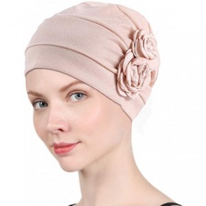 Skullies & Beanies Chemo Turban Headwear Flower Beanie Scarf Cap Head Wrap Hair Loss Hat for Cancer Patient - Black+beige - C...