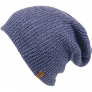 Skullies & Beanies Basic Reversible Slouch Beanie Oversized Ribbed Knit Winter Hats bn2752 - Denim Blue - CW187GKDQS4 $23.17
