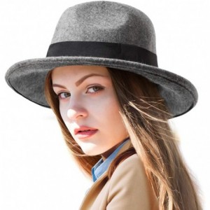 Fedoras Fedora Hats for Women DIY Band Belt Buckle Wool or Straw Wide Brim Beach Sun Hat - CO18ZIUMLEW $49.86