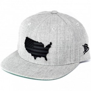 Baseball Caps 'Midnight Patriot' Dark Leather Patch Classic Snapback Hat - One Size Fits All - Heather Grey - CO18IGO2YKD $78.94