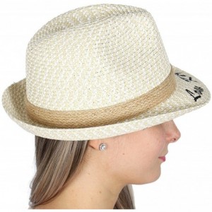 Bucket Hats Straw Bucket Fedora Beach Sun Hats for Women- Sun Protection Panama- Unisex - Band White - CC18ERDY6HH $25.39