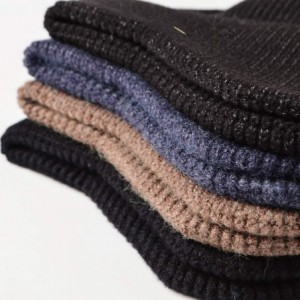 Skullies & Beanies Men's Knitted Hat- Winter Beanie Hats Warmer with Thick Fleece Lined for Men Women - Black With Ear - CM19...