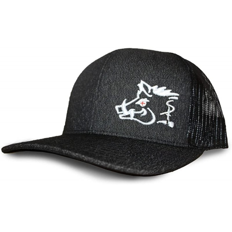 Baseball Caps Heather Black/White Sniper Pig Hat - SPH808 - CF18D953U55 $62.35