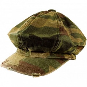 Newsboy Caps Men's Women's Unisex Cotton Packable Camouflage Newsboy Cap Gatsby Hat - Vintage Green - CU11OELUZ7L $25.31