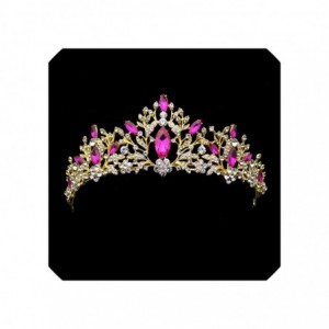 Headbands Vintage Jewelry Crystal Headband Wedding - hot pink - CC18WH2EANR $23.62