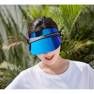 Sun Hats Plastic Sun Visor UV Hat Protection Cap Hologram Wide Brim Outdoor Sports Headband Cap - Gold - C118UEMKIAH $25.17
