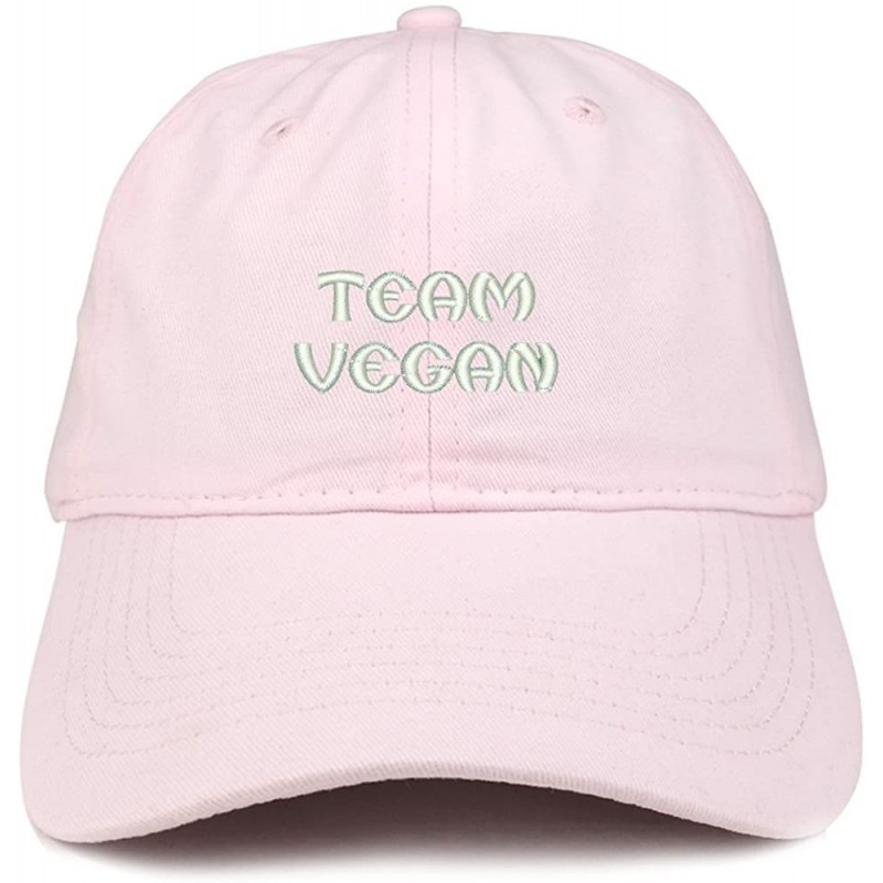 Baseball Caps Team Vegan Embroidered Low Profile Brushed Cotton Cap - Light Pink - CU188T6GDM2 $38.69
