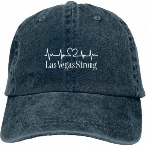 Baseball Caps Vegas Strong Heartbeat Adjustable Baseball Caps Denim Hats Cowboy Sport Outdoor - Navy - CX18R6AMU0K $37.86