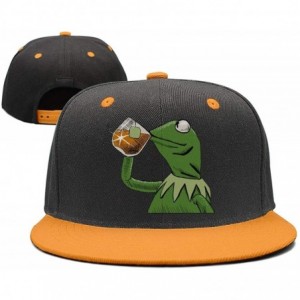 Baseball Caps The Frog "Sipping Tea" Adjustable Strapback Cap - 1000funny-green-frog-sipping-tea-7 - CG18ICWW253 $31.62