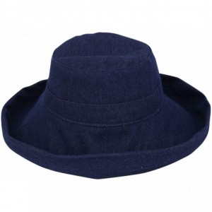 Sun Hats Women's Spring/Summer 100% Cotton Beach & Garden Foldable Bucket Hat - Denim - CF18E4OI6GW $32.44