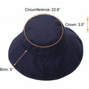 Sun Hats Women's Spring/Summer 100% Cotton Beach & Garden Foldable Bucket Hat - Denim - CF18E4OI6GW $31.35