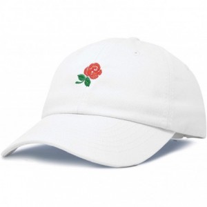 Baseball Caps Women's Rose Baseball Cap Flower Hat - White - C1180YW9AER $23.08