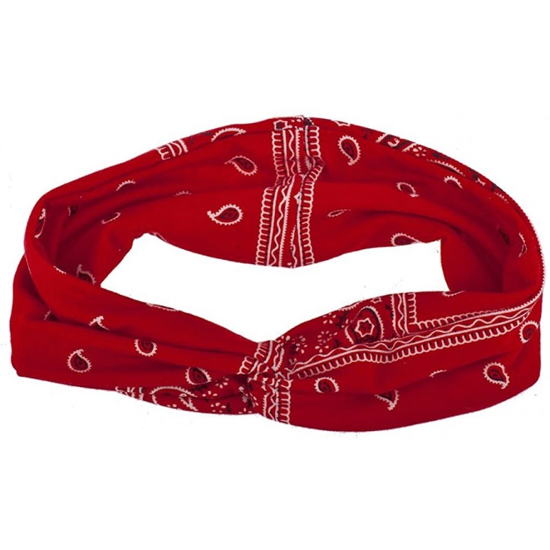 Headbands Soft Bandana Print Knot Front Headband - Red - CU17YHO0LLA $21.02