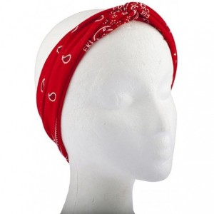 Headbands Soft Bandana Print Knot Front Headband - Red - CU17YHO0LLA $21.02