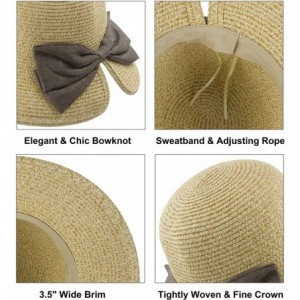 Sun Hats Women Straw Hats Wide Brim Foldable Packable Roll up Cap Summer UV Protection Beach Sun Hat UPF50+ - Beige - CT194RA...