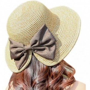Sun Hats Women Straw Hats Wide Brim Foldable Packable Roll up Cap Summer UV Protection Beach Sun Hat UPF50+ - Beige - CT194RA...