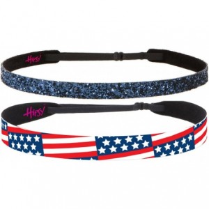 Headbands Adjustable American Flag 4th of July Headbands for Women Girls & Teens (2pk Flag & Navy Blue Glitter) - CI18E0UER3G...