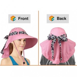 Sun Hats Women Sun Hat with Neck Flap Wide Brim Outdoor Hat for Hiking- Beach- Fishing - Pink - CZ186I2GTGK $24.95