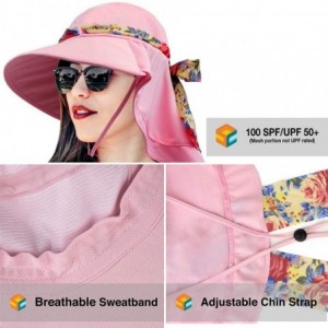 Sun Hats Women Sun Hat with Neck Flap Wide Brim Outdoor Hat for Hiking- Beach- Fishing - Pink - CZ186I2GTGK $24.95