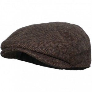Newsboy Caps Street Easy Herringbone Driving Cap with Quilted Lining - Black and Brown - CI121L9W4C7 $27.56