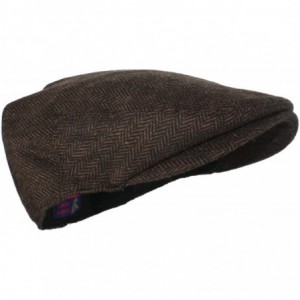 Newsboy Caps Street Easy Herringbone Driving Cap with Quilted Lining - Black and Brown - CI121L9W4C7 $28.24