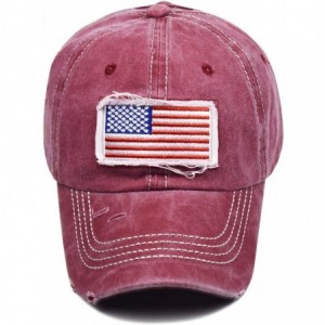 Baseball Caps Ponytail Baseball Cap Messy High Bun Adjustable Mesh Trucker Sun Hat - Usa Flag-pink - CW193LIURRR $25.51