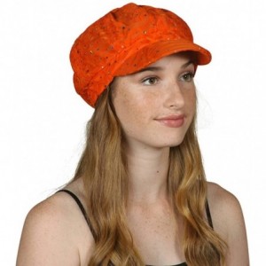 Newsboy Caps Glitter Sequin Trim Newsboy Hat - Orange - C411UHEFX0X $24.91