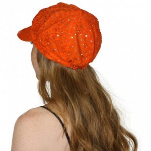 Newsboy Caps Glitter Sequin Trim Newsboy Hat - Orange - C411UHEFX0X $23.73