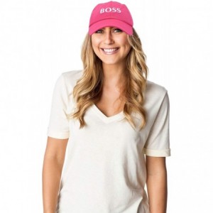Baseball Caps BOSS Baseball Cap Dad Hat Mens Womens Adjustable - Hot Pink - CF18M9L22WD $23.80