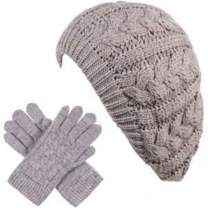 Berets Womens Winter Cozy Cable Fleece Lined Knit Beret Beanie Hat (Set Available) - CP18UXR56UM $58.82