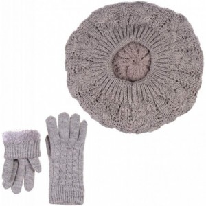 Berets Womens Winter Cozy Cable Fleece Lined Knit Beret Beanie Hat (Set Available) - CP18UXR56UM $50.89