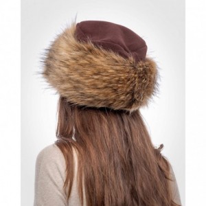 Bomber Hats Faux Fur Trimmed Winter Hat for Women - Classy Russian Hat with Fleece - Brown - Orange Raccoon - C7192L8S2QQ $40.72