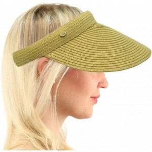Sun Hats UPF UV Sun Protect Wide Braid Brim Clip Visor Open Back Beach Golf Cap Hat - Natural - C6182AUHO27 $21.82