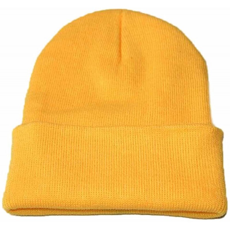 Fedoras Unisex Classic Knit Beanie Women Men Winter Leopard Hat Adult Soft & Cozy Cute Beanies Cap - Yellow C - CU192R5W29G $...