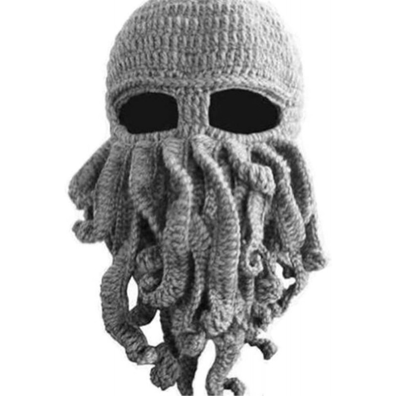 Skullies & Beanies Octopus Beanie Hat For Men Winter Warm Skiing Biking Costume Squid Mask (Gray) - Gray - CV12GA870EP $29.63