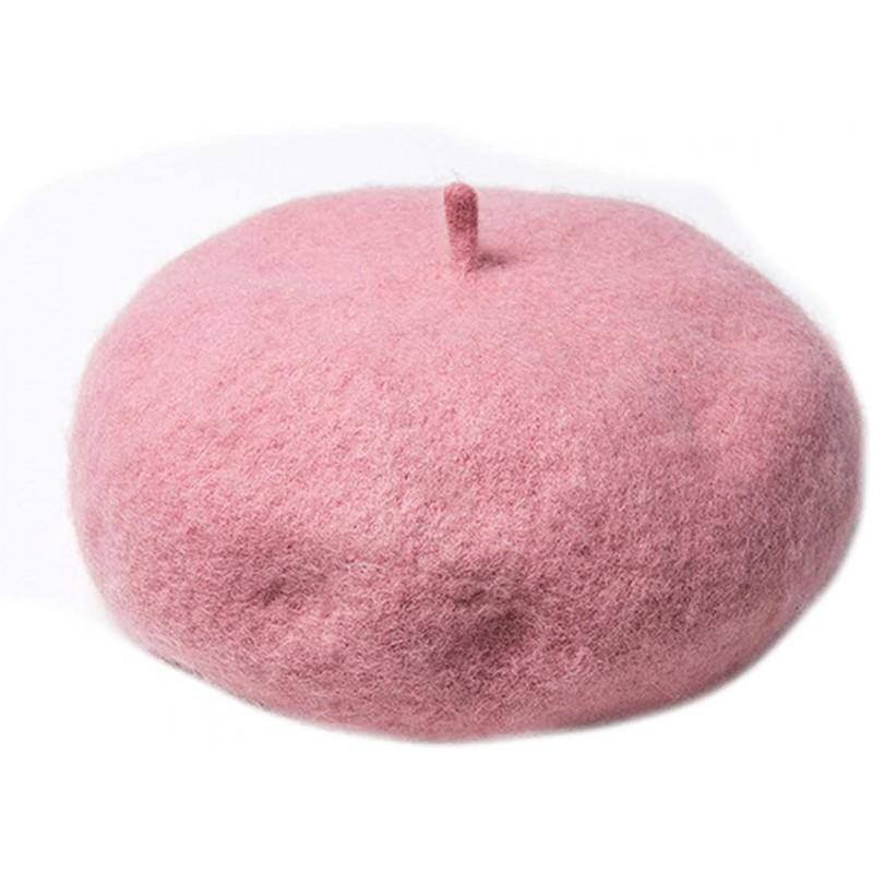 Berets Women's French Artist Wool Beret Flat Cap Winter - Peach Pink - CT188TN2W3Y $25.26