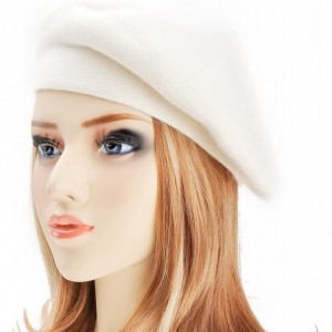 Berets Womens French Beret Hat Reversible Knitted Thickened Warm Cap for Ladies Girls - Wt - CN186XTCAGQ $33.09