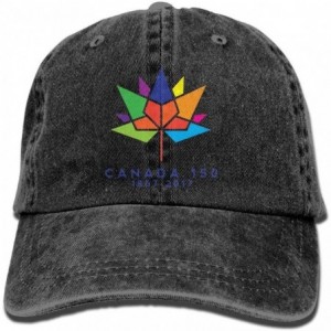 Baseball Caps Canada 150 Washed Vintage Adjustable Jeans Hat Baseball Caps For Man And Woman - Black - C6186S5CS76 $19.54