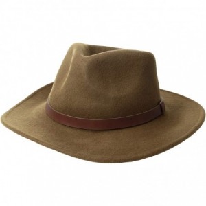 Cowboy Hats Outback Water Repellent Wool Felt Hat with Leather Band 3" Brim - Pecan - CZ11DUTZL6N $85.39
