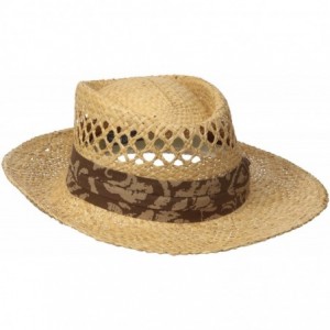 Sun Hats Men's Raffia Gambler Hat with Stretch Fit Sweat Band - Natural - CK12EBE6D9J $72.48