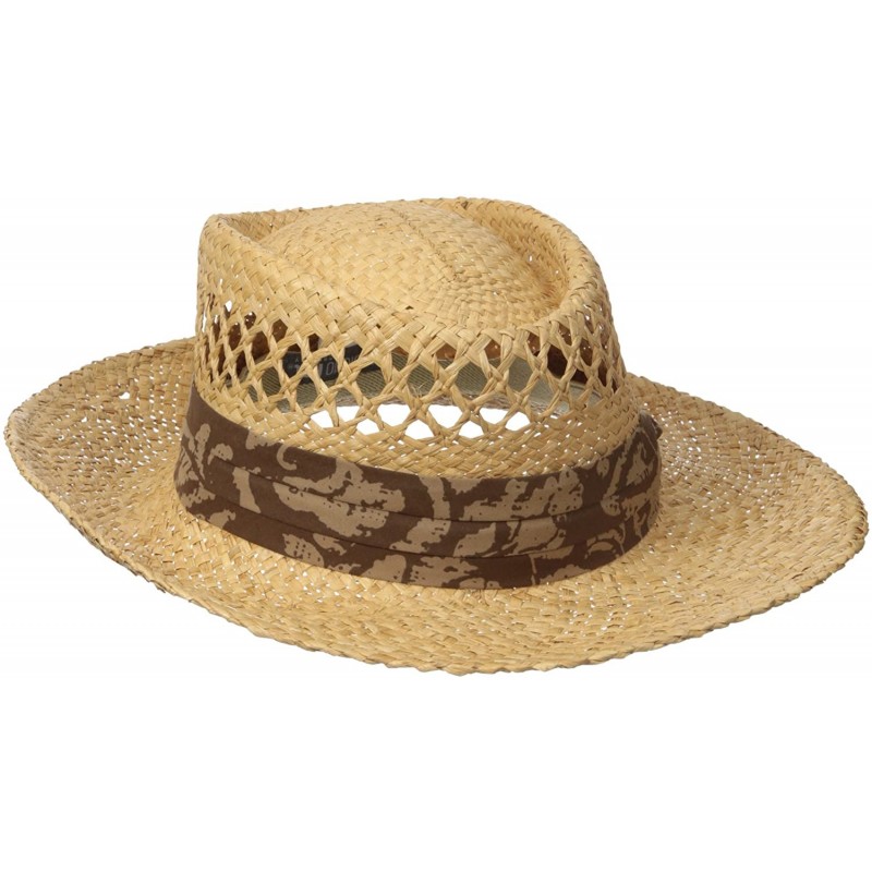 Sun Hats Men's Raffia Gambler Hat with Stretch Fit Sweat Band - Natural - CK12EBE6D9J $68.31