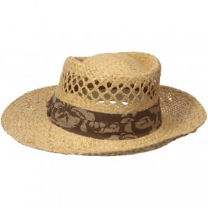 Sun Hats Men's Raffia Gambler Hat with Stretch Fit Sweat Band - Natural - CK12EBE6D9J $68.31