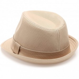 Fedoras Classic Trilby Short Brim 100% Cotton Twill Fedora Hat with Band - Khaki - CX183RCQ047 $31.02
