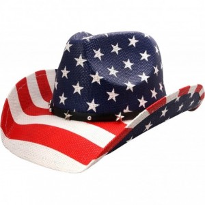 Cowboy Hats Classic American Flag Cowboy Hat - Modern Flag - CQ12GSJM8VH $50.40