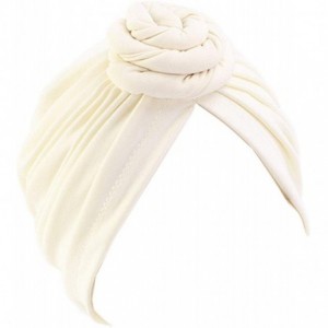 Skullies & Beanies Womens Big Flower Turban Beanie Elegant Cap Head Wrap Stretch Long Hair Scarf Headscarf - 441-beige - CC19...