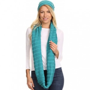 Skullies & Beanies Sayla Rhinestone Jewel Soft Warm Woven Cable Knit Beanie Hat And Scarf Set - Teal - CT12L6XBBVX $41.35