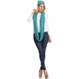 Skullies & Beanies Sayla Rhinestone Jewel Soft Warm Woven Cable Knit Beanie Hat And Scarf Set - Teal - CT12L6XBBVX $42.29