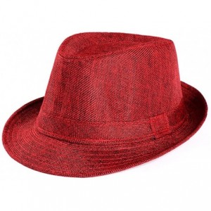 Sun Hats Womens Summer Wide Brim Straw Panama Roll up Hat Fedora Beach Sun Hat Foldable - Wine - CD18E39XXA9 $8.83